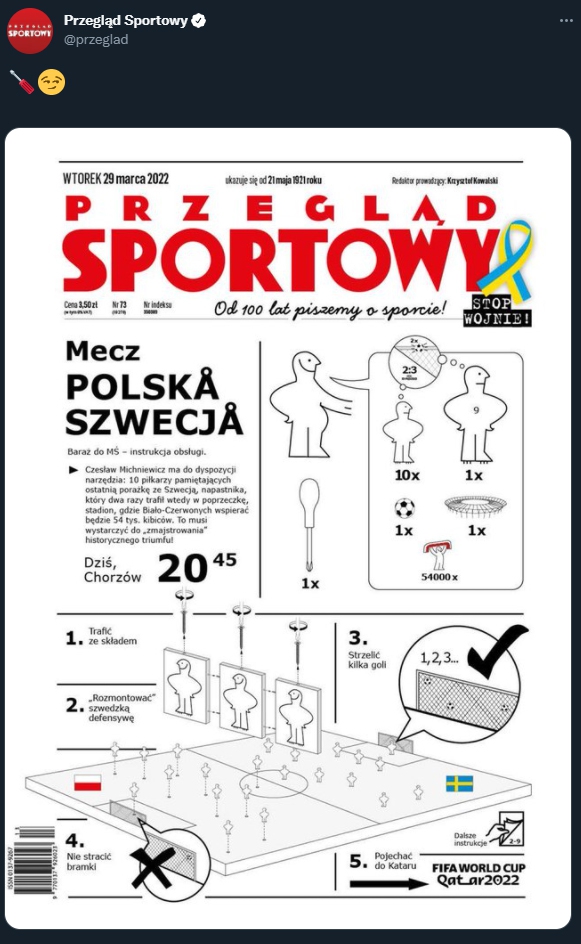 OKŁADKA ''Przeglądu Sportowego'' przed meczem ze Szwecją!